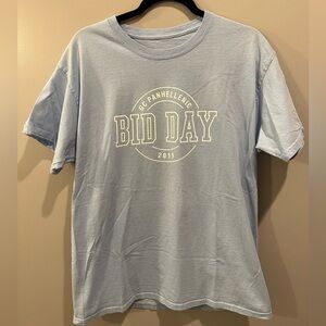 Gildan 2019 Georgia College Panhellenic Bid Day Sorority Tee Blue Size L